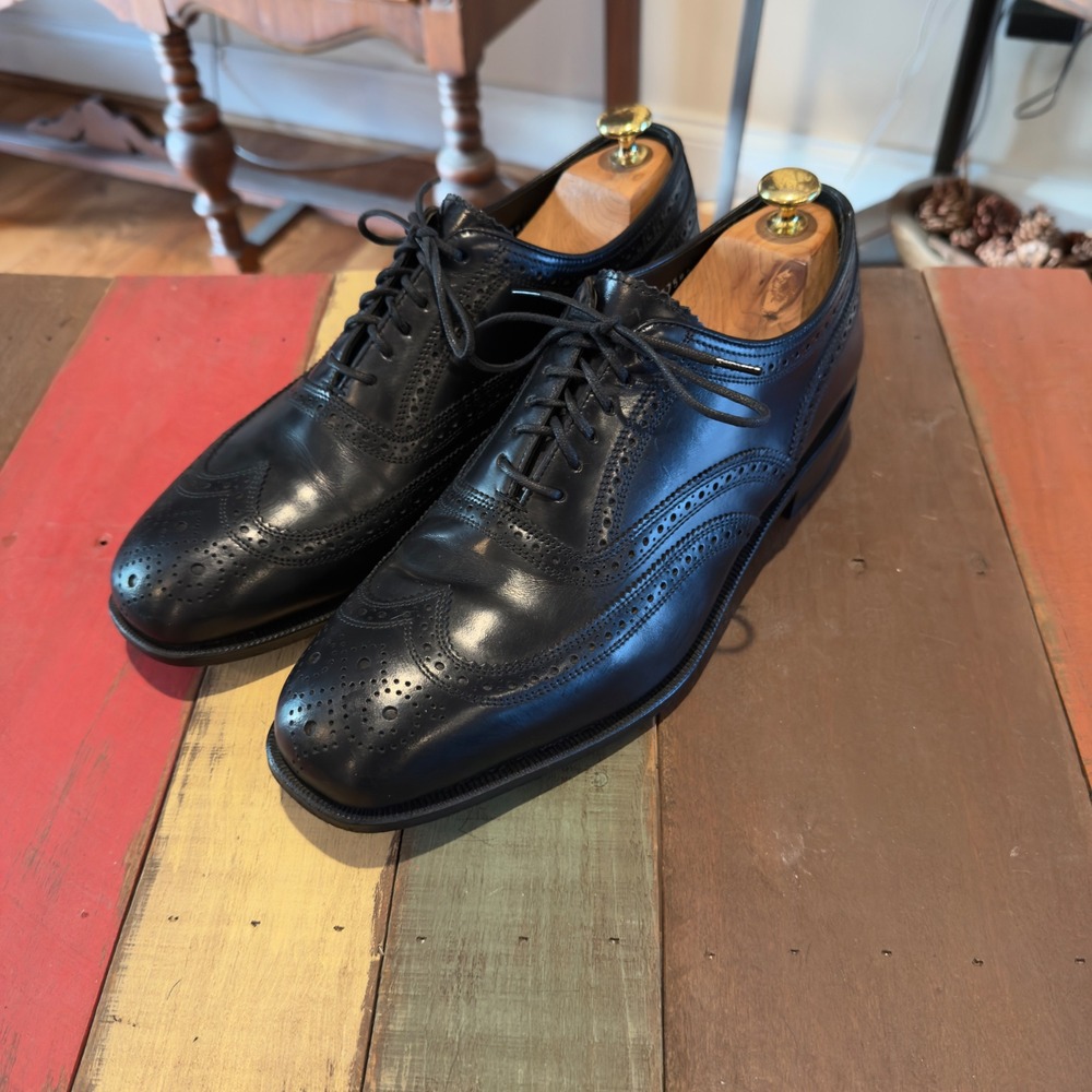 Florsheim Mens‎ Lexington Wingtip Oxford Dress Shoes 10 D 17066-01 Black Leather